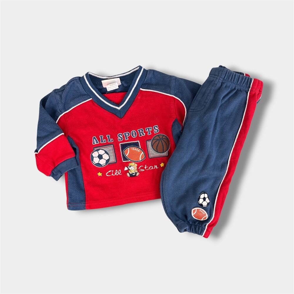Vintage B.T. Kids All Sports All Star Bear Sweatsuit Outfit 12 Months